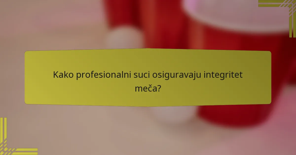 Kako profesionalni suci osiguravaju integritet meča?