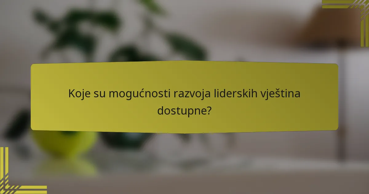Koje su mogućnosti razvoja liderskih vještina dostupne?